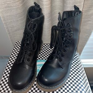 Black combat boots